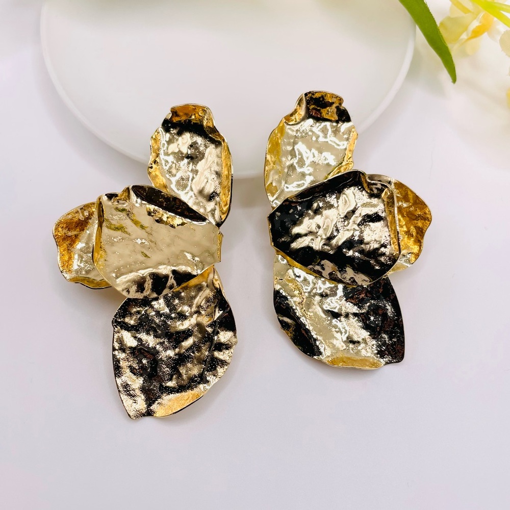 Hammered Gold Leaf Earrings